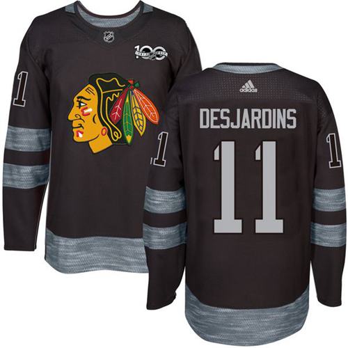 Adidas Blackhawks #11 Andrew Desjardins Black 1917-100th Anniversary Stitched NHL Jersey